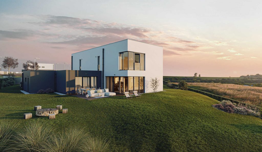 Krásný dům s výhledem v rezidenčním projektu Aura Statenice v lokalitě Statenice