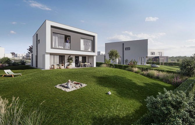 Užijte si dům se soukromou zahradou v rezidenčním projektu Aura Statenice v lokalitě Statenice