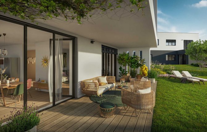 Relaxujte na soukromé terase v rezidenčním projektu Aura Statenice v lokalitě Statenice