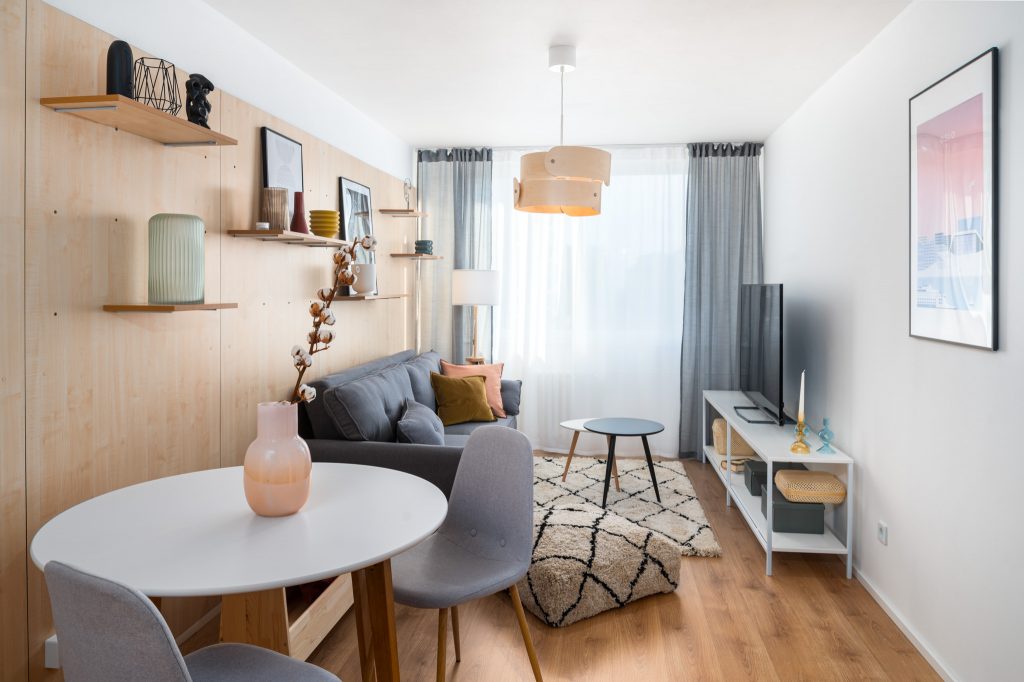 Bydlení Skyline Chodov luxusní a chytře řešený obývací pokoj