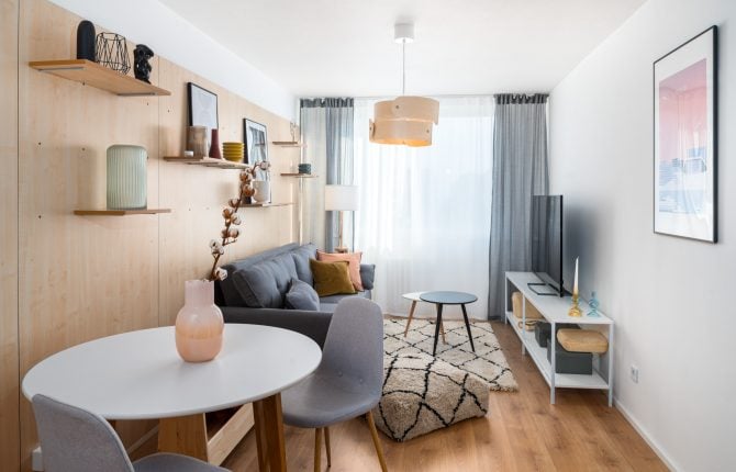 Bydlení Skyline Chodov luxusní a chytře řešený obývací pokoj