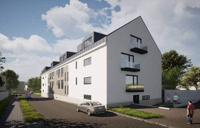 Parkování u budovy v Residence U zámecké zahrady v Kladně