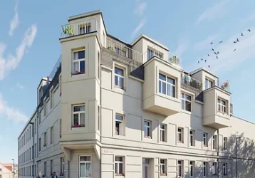 Krásný exteriér budovy nových bytů Strakoschova v Kutné Hoře