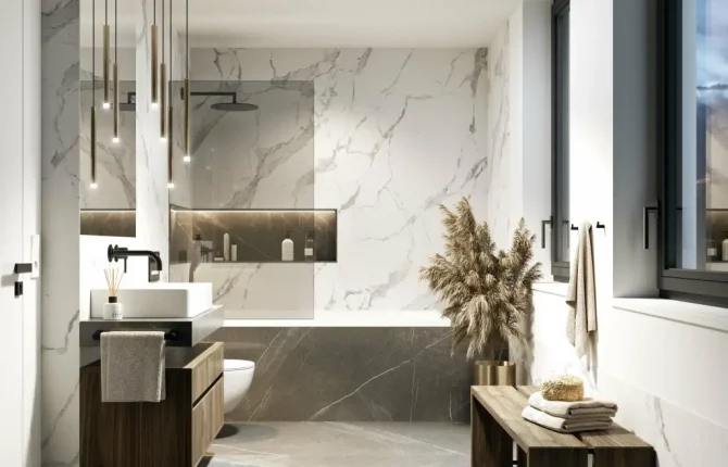 Moderní koupelna v nových bytech Zahálka v Modřanech