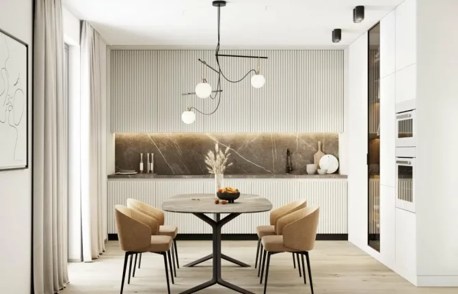 Světlá kuchyně v rezidenčním projektu Zahálka v Modřanech