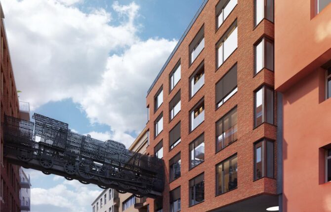 Lávka ve tvaru lokomotivity v projektu LOKO Libeň - 1