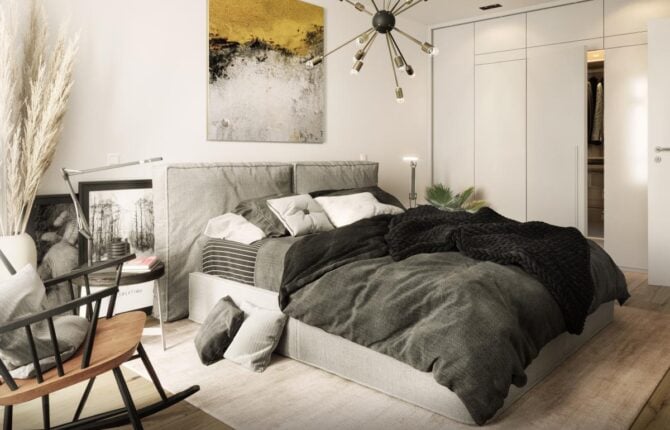 Útulná ložnice v LOKO Libeň v Praze - 6